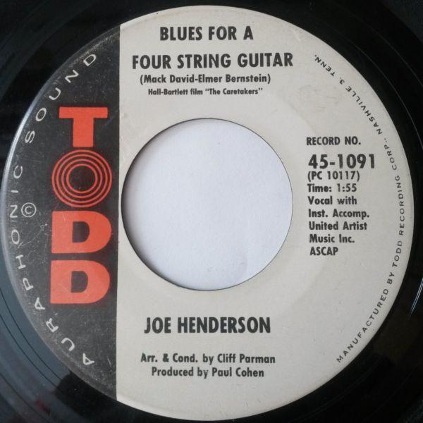 

7inch Record JOE HENDERSON Blues For A Four String Guitar 451091 Todd 1963 US SoulFunk Used