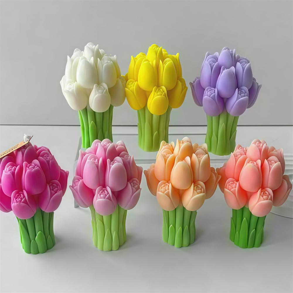 3D Tulip Bouquet Candle Silicone Mold Soap Resinous Molds DIY Birthday Gift Mother's Day Candle Craft Mold