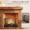 Folding 3-Panel Fireplace Spark Guard. 107x1x60cm. Black