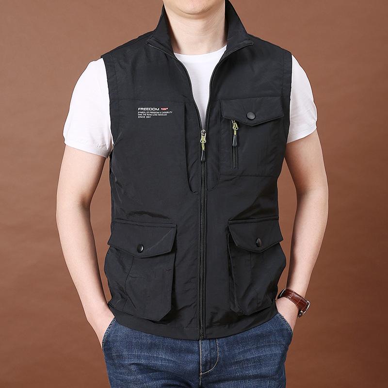 Men's Vest Jacket Men's Autumn Multi-Bag Workout Large Size Loose Outdoor Sports Photography Fishing Quick Dry Vest