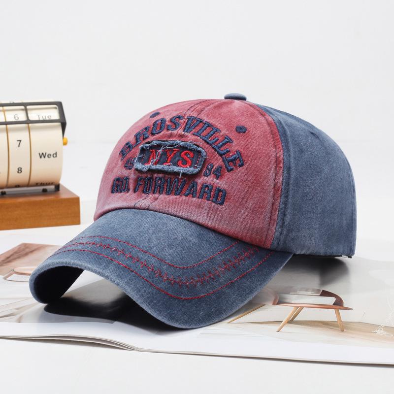 

Women s new washed old sun protection hat embroidered outdoor duckbill hat sun shading baseball hat men бордовий