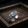 European & American Fashion Retro Smile Face Multi-layer Open Silver Ring - Trendy Korean Punk Simple Design for Women