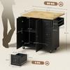 Kitchen Island on Wheels, Rolling Kitchen Storage Trolley with Drop Leaf, Drawers, Towel and Spice Rack, Black