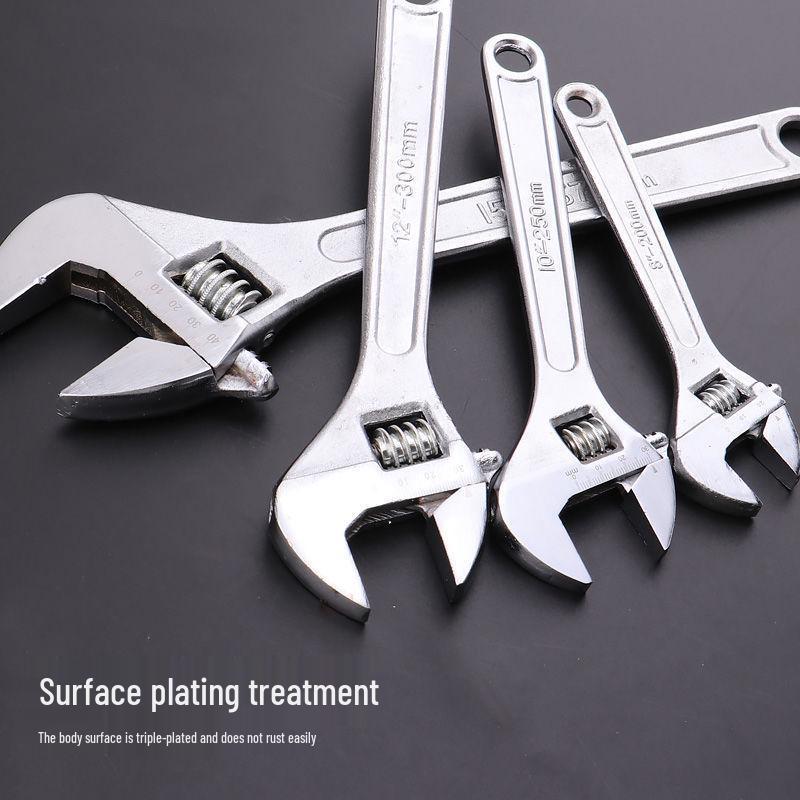 Industrial Grade Multifunctional Adjustable Wrench with Large Opening and Rubber Coating
