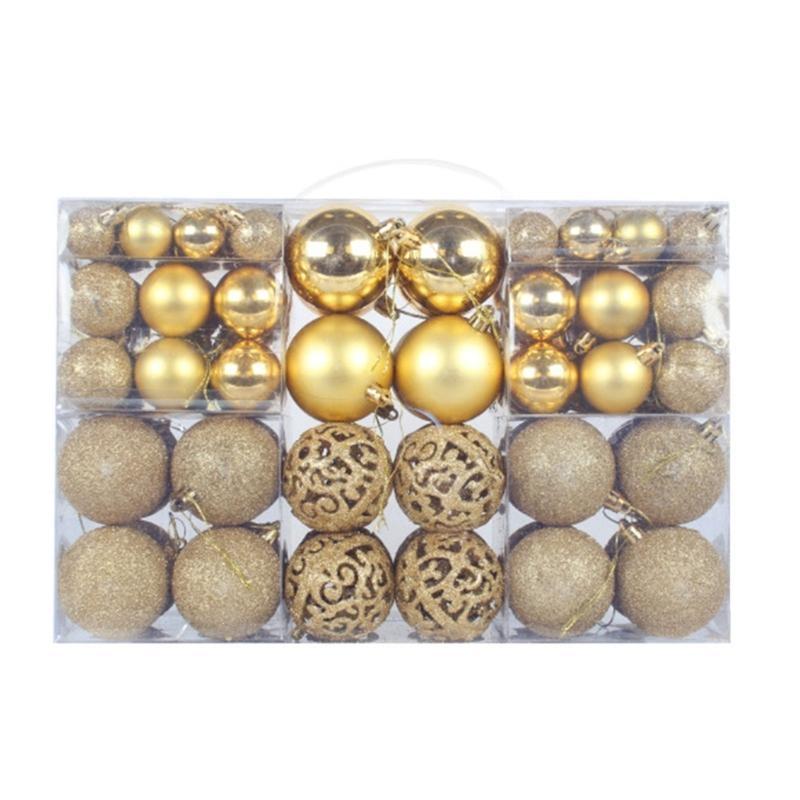 

652F Colorful Christmas Ball Ornament 100pcs/box Decorations Hanging Ornaments Set жовтий