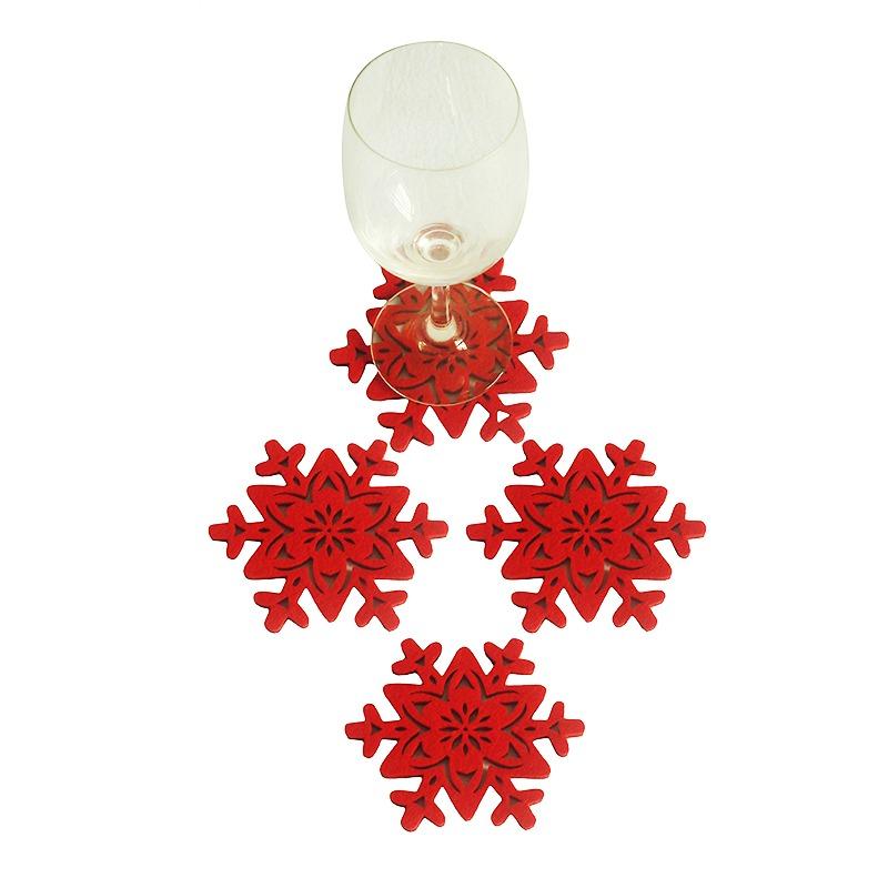 4/8/12Pcs Christmas Circular Coaster Shape Of Snowflake Christmas Tree Felt Cup Mat X-mas Party Decoration Table Accessories Pad