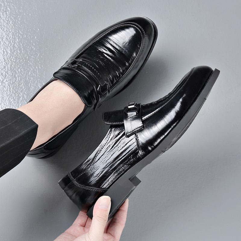 Youth formal leather shoes male student suit black soft sole soft surface business men's shoes pointed casual shoes