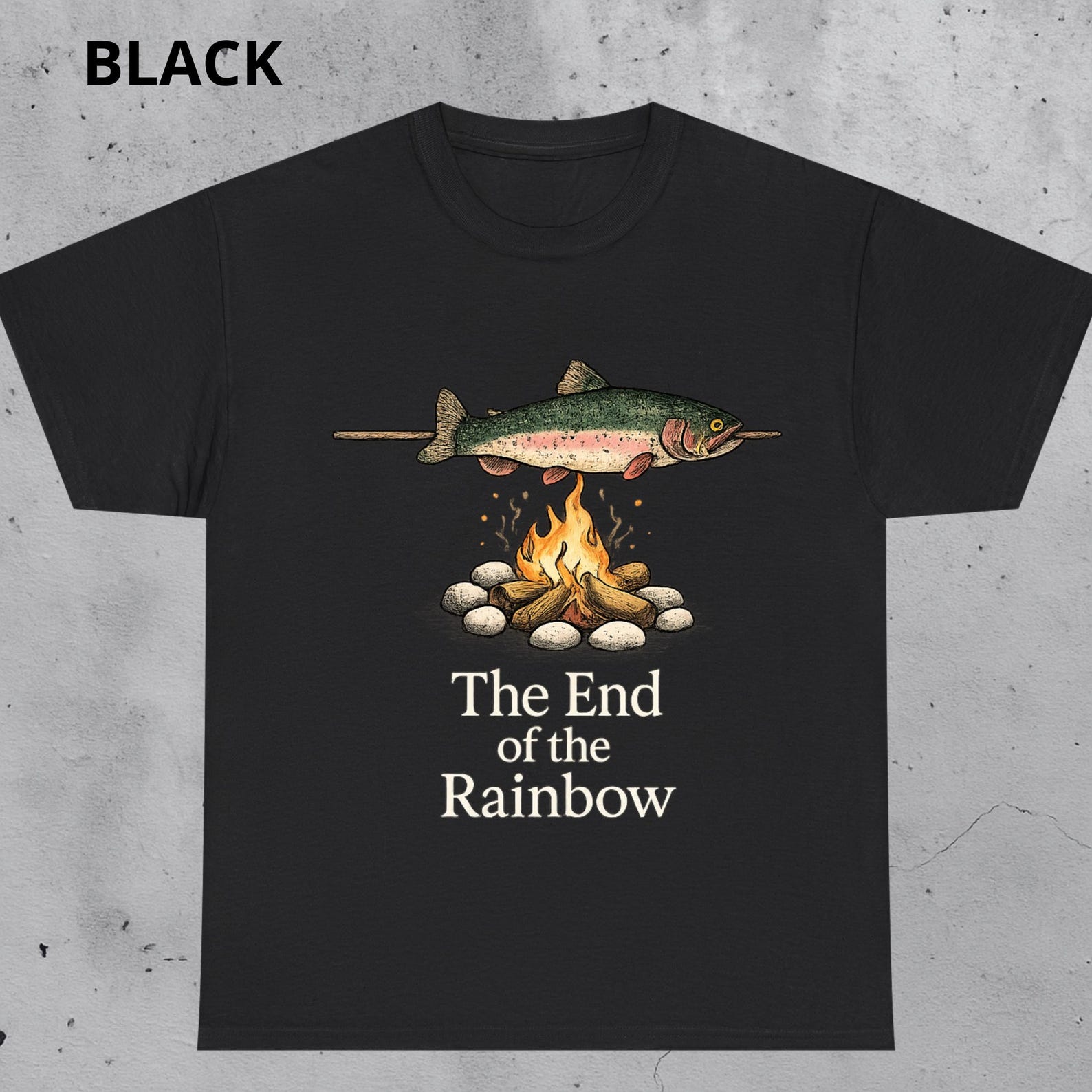 The End of The Rainbow T-Shirt, Funny Trout Fishing, Graphic fish Tee, Rainbow Trout Fisherman, Art Outdoor Adventure Top XXXXL