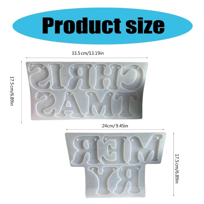 Merry Christmas Lettering Hanging Pendant Silicone Molds Merry Christmas Lettering Silicone Molds for Epoxy Resin
