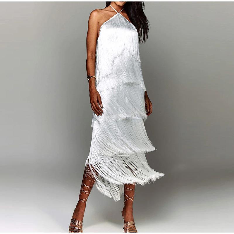 Dusker Halter Split Kvinner Kjole Ermeløs Ryggløs Snøring Party Summer Street Club Evening Robe