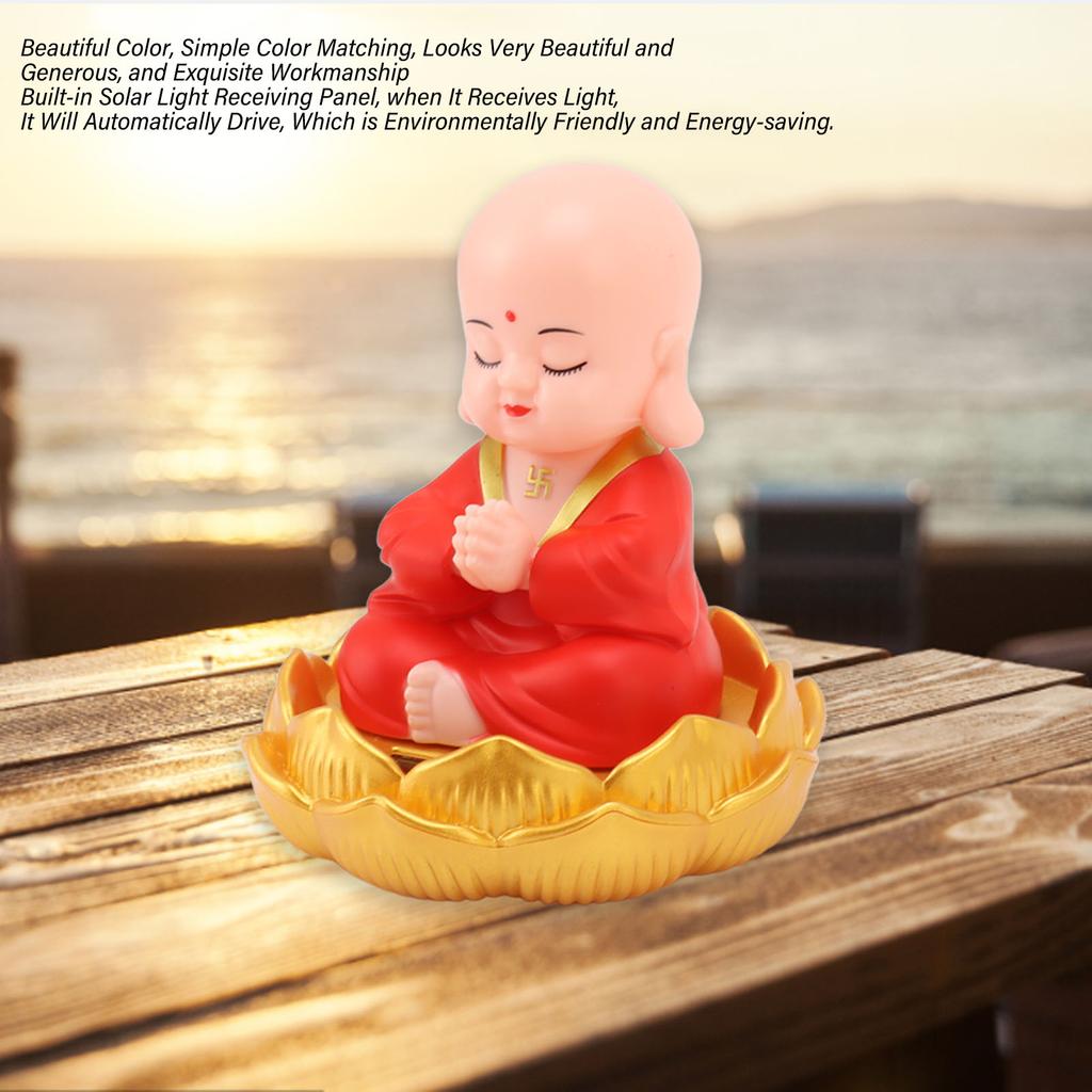 Small Monk Ornaments Cute Monk Car Interior Display Decoration Light Energy Sensing Decorations for Car Dashboard Home