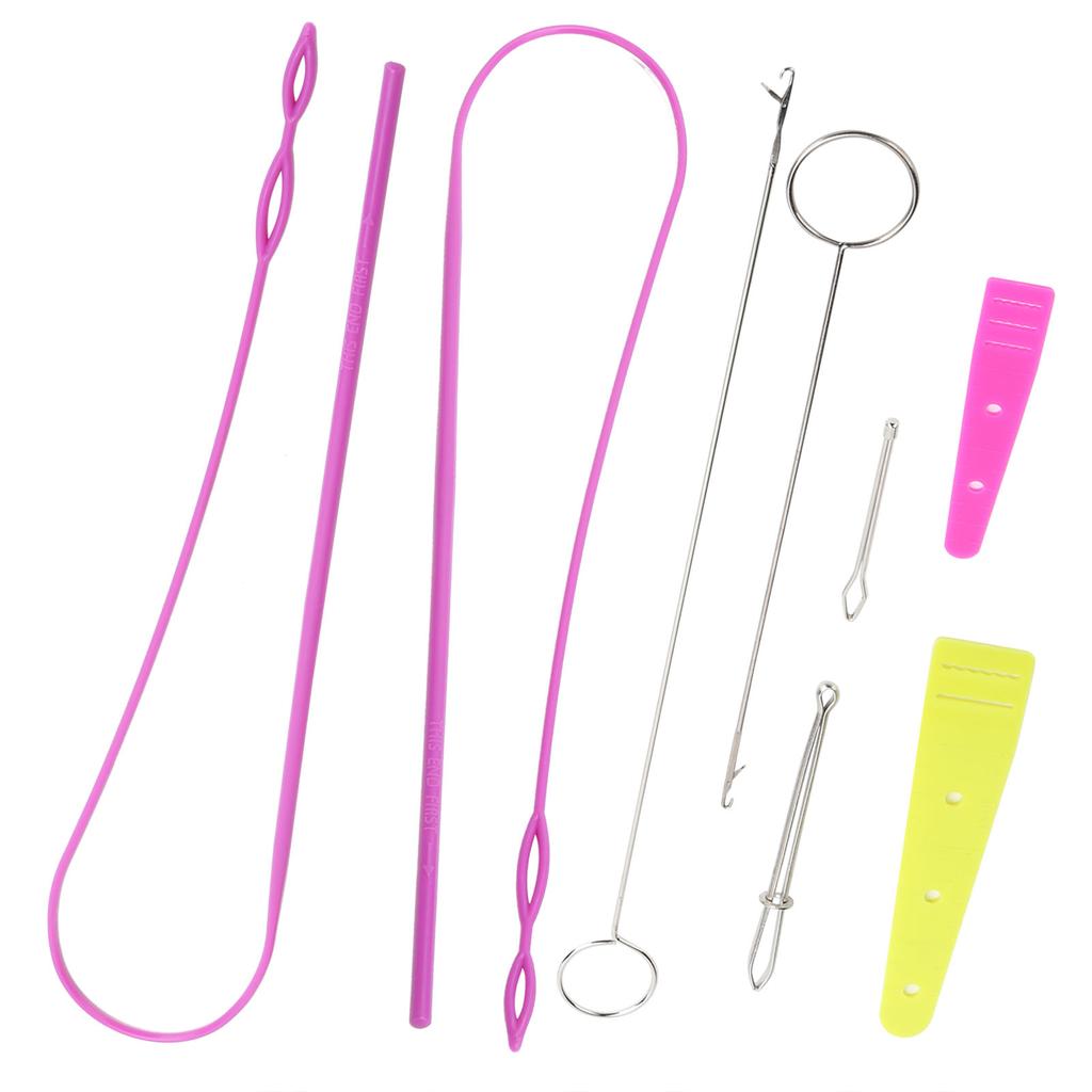 9Pcs DIY Drawstring Threader Set Sewing Loop Turner Hook and Tweezers Home Sewing Tool