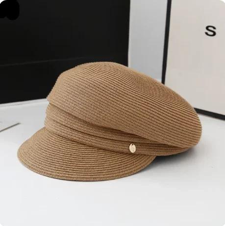 

new Japanese Hats For Women Solid Plain Octagonal Newsboy Cap Ladies Summer Casual Straw Hat Beret Painter Cap Military Bonnets One Size хаки
