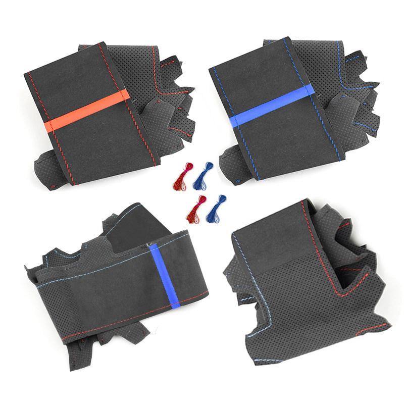 For BMW 5 6 7 Series F10 F07 F11 2009-2017 F12 F13 2011-2017 F01 F02 2008-2015 Car Inner Steering Wheel Cover Suede Leather Trim