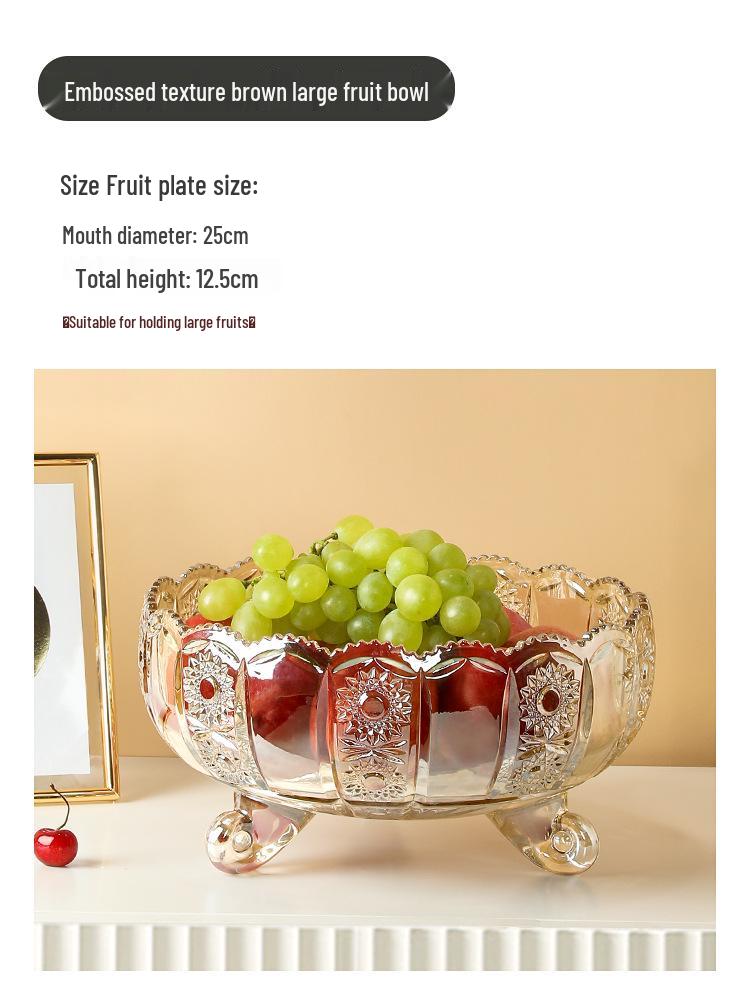 Luxury Crystal Three-Tier Fruit Bowl for Living Room
