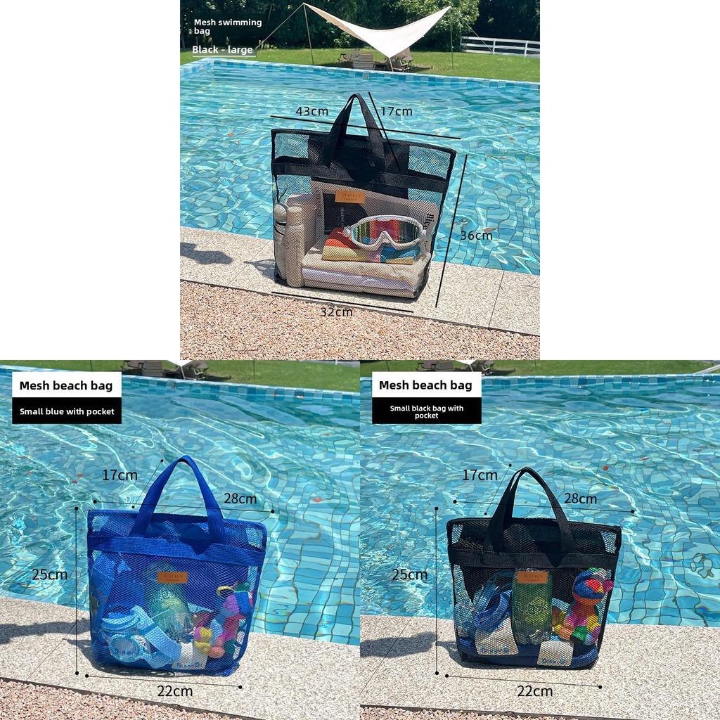 Bolsa de Praia de Malha para Viagem Grande Capacidade Para Homens Mulheres Com Rede Interna Dobrável Sacola de Natação