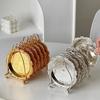 6 stuks Luxe Metalen Cocktailonderzetter Exquisite Taartplateau met Standaard Set Zilver Goud Verguld Mat Placemat Snackplateau Schalenrek