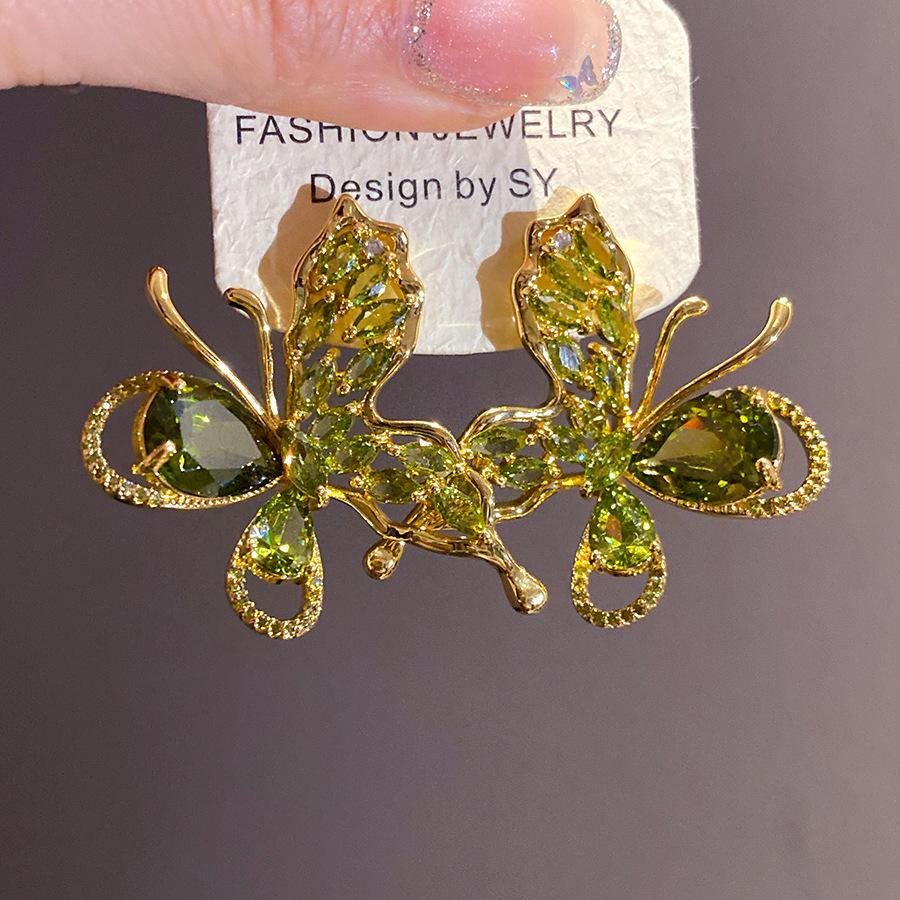 Gilded Zircon Butterfly Open Ring - Elegant, Versatile & Luxurious Jewelry
