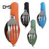 Outdoor Portable Folding Cutlery Heavy Duty Metal Travel Picnic Hiking Backpacking Multifunctional Detachable Fork Spoon Fruit Cutter Collapsible