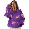 Women's Sports Shirt With Soccer Sequins And Pockets Long Sleeved Half Zip Hooded Top