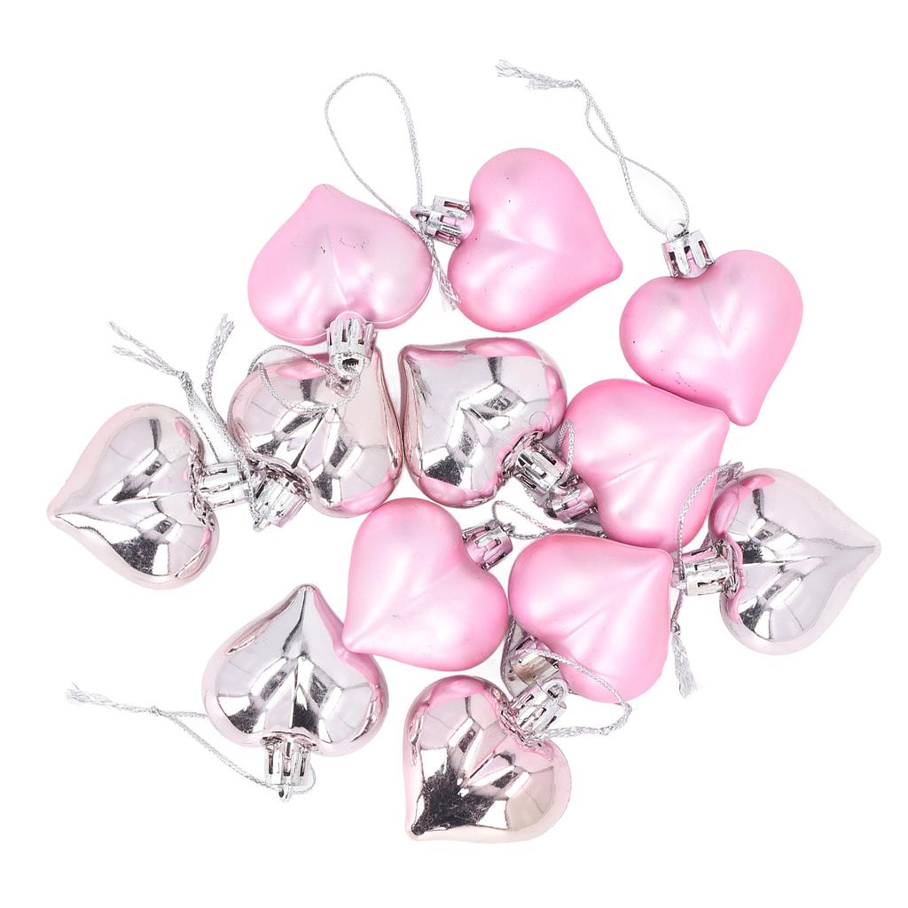 12 st Julgransdekorationer Hjärformade Romantiska Hängande Ornament för Festivalfest Bröllop Ros