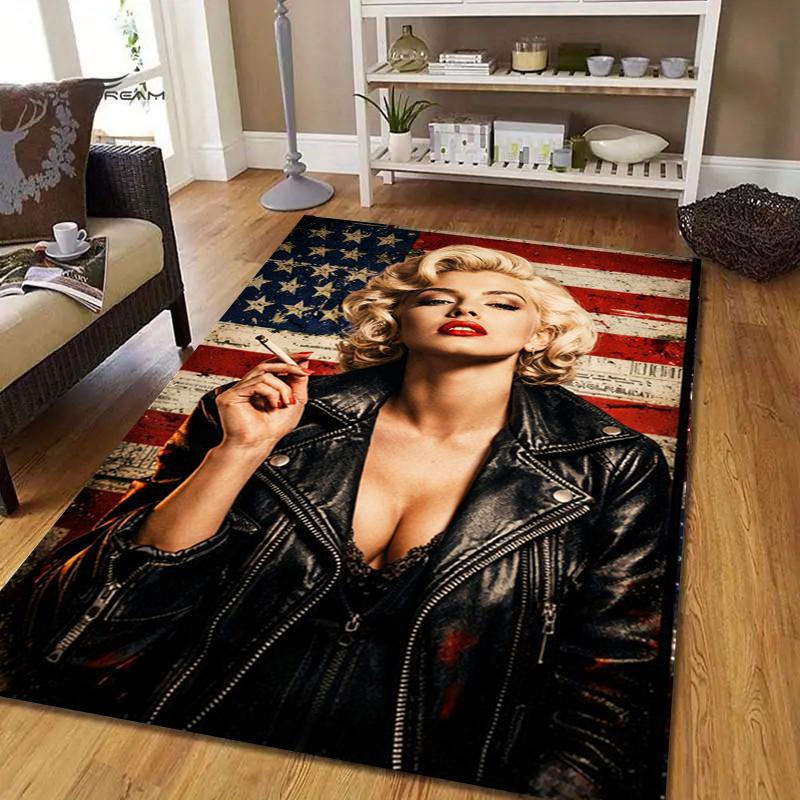 American Icon Style Crystal Velvet Rug, Soft Anti‑Slip Crystal Velvet Carpet for Living Room Bedroom Home Decor