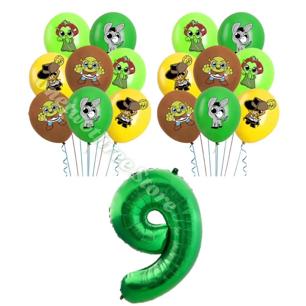 Monster Shrek Birthday Party Decoration Prince Donkey Green Princess Balloons Cup Plate For Kids Baby Shower Party Favor Gifts