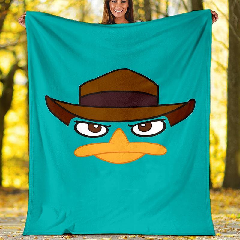 1 Stück Phineas und Ferb2 Thema Decke - Digitaldruck, Polyester, Gemütlich für alle Jahreszeiten, Perfekt für draußen und Reisen