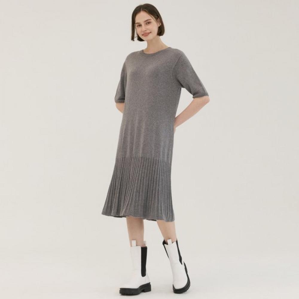2nd Skin Cashmere Crewneck Half Sleeve Dress Acwfd5401 light orange