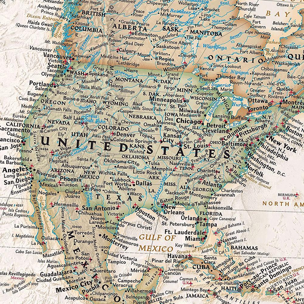 The Vintage World Map,Painting Retro Decorative Hanging Picture Wall Art Poster, School Supplies Home Decor,Travel Supplies