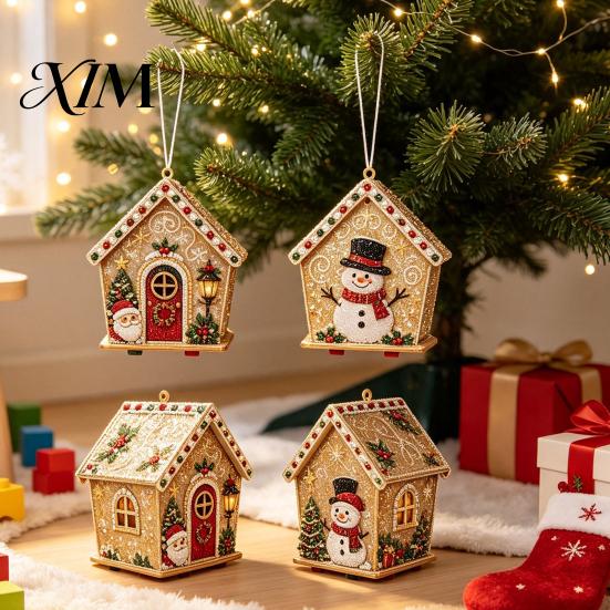 Artykuły na Święta Bożego Narodzenia DIY Malowanie Artystyczne z Sztucznych Pereł Wisiorek Wiszący Zestaw, 3D Koralik Piernik Drewniany Projekt Rękodzieło Dom Ręcznie Robiony