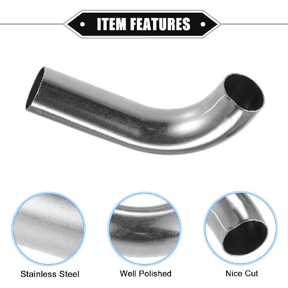 Bend Elbow Pipe Tube, 1" OD 4" 2.36" Leg 90 Degree DIY Exhaust Pipe Intercooler Air Intake Tube Universal for Car Truck Automotive Durable 304