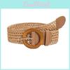 Woven Cotton Bohemian Linen Belt With Round Buckle For Women Dress Accessories