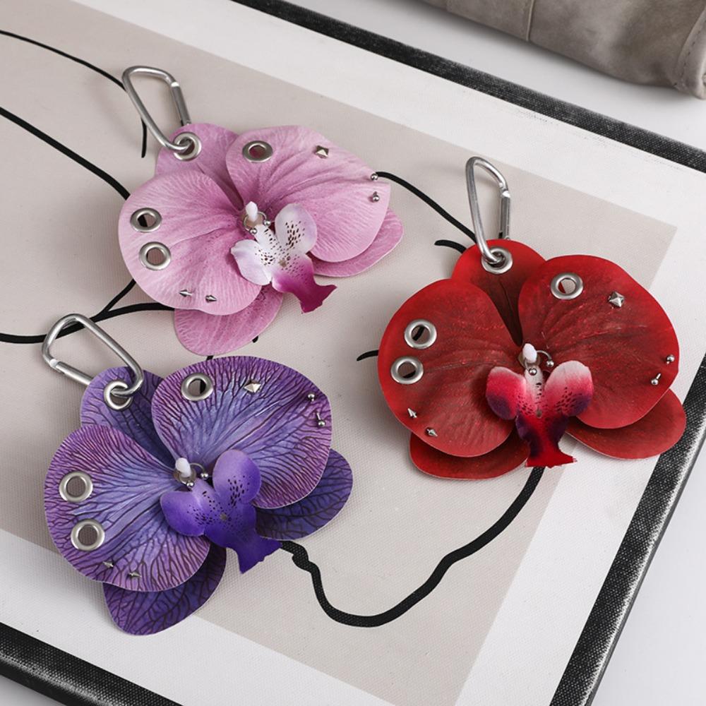 Simulation Flower Orchid Lily Keychain Backpack Decoration Backpack Hangings Decor