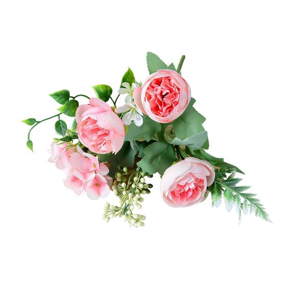 Artificial Peony Flower Bouquet Faux Silk Flower with Hydrangeas And Eucalyptus Leaves for Vase Floral Arrangements Table Centerpiece Wedding Party