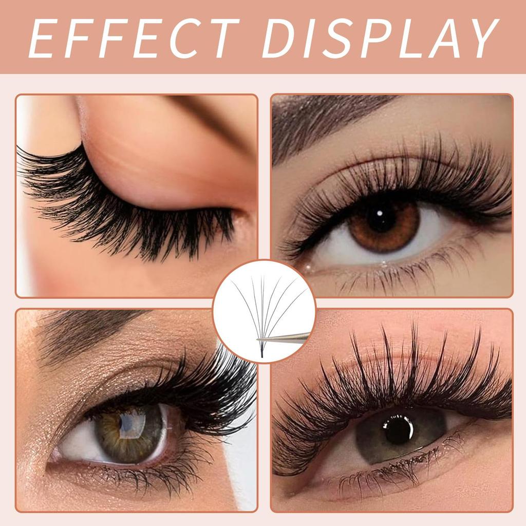 Damman 1 box of 12 rows of easy-fan eyelash extensions, 8-15mm, automatic fan-shaped eyelashes, 0.05/0.07 C/D curvature, easy-blooming eyelashes.