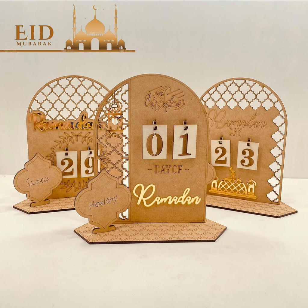 Ramadan Countdown Calendar 2026 Eid Mubarak Ornament Islamic Home Decoration for Muslim Festival Party Decor Gift Idea