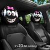 Playful Cartoon Eye Car Headrest Cover Cartoon Bows Design Strong Polyester Decorations Universal Auto Accessories