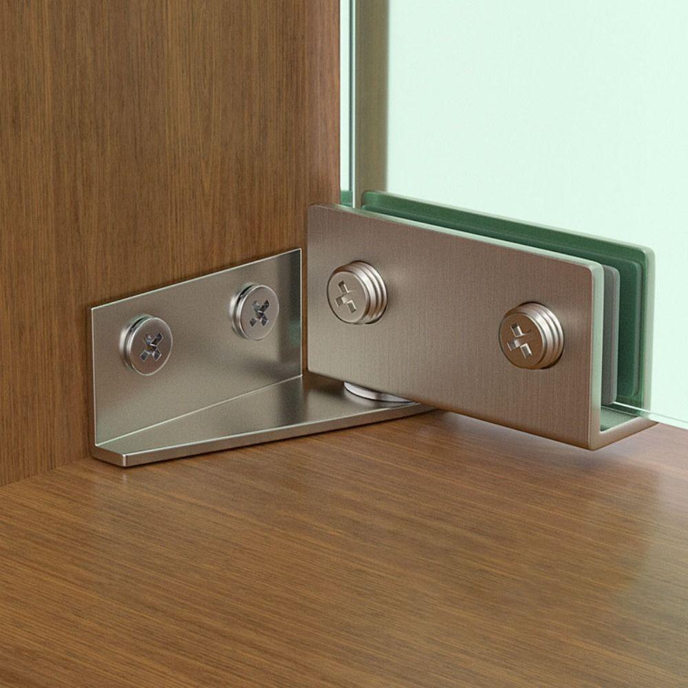 Non-perforated Glass Door Hinge Side Mounted Cabinet Glass Hinge  Kitchen Shelves