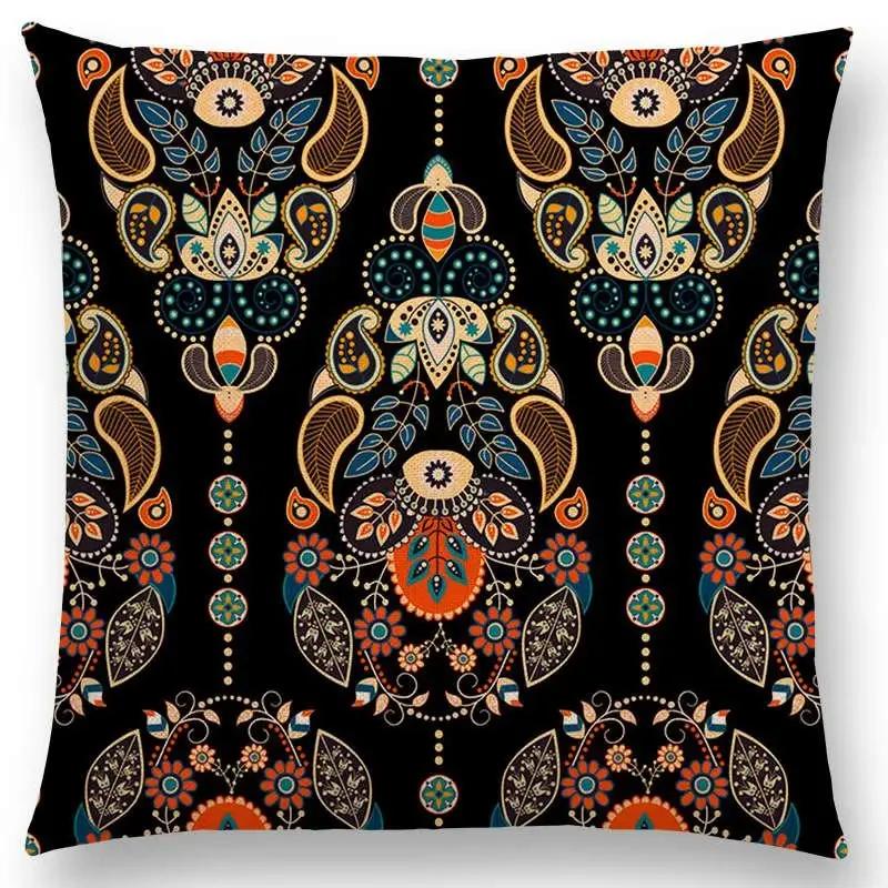 Newest African Animal Symbol Block Pillow Case Boho Geometric Floral Pattern Paisley Mandela Flowers Cushion Cover