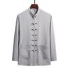 Chinese Traditional Clothing Set Man Spring Fall Linen Buckle Kung Fu Shirt Oriental Retro Top Pants Tai Chi Breathable Uniforms Hanfu