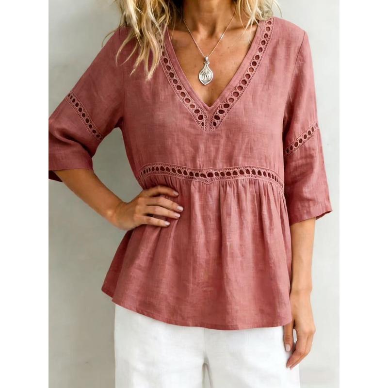 BITCED Women's Fashion Casual V-Neck 3/4 Sleeves Blouses & Shirts