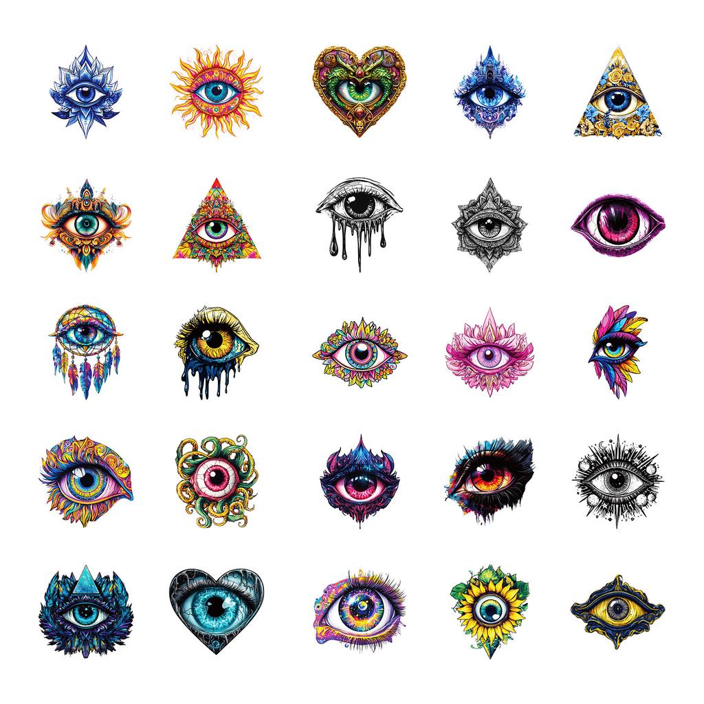 New 50 Creative Personality Demon Eye Graffiti Waterproof Decorative Stickers Premium Blue Pupil Stickers