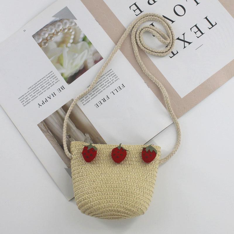 2025 Cute Summer Kids' Mini Woven Wheat Straw Crossbody Beach Bag