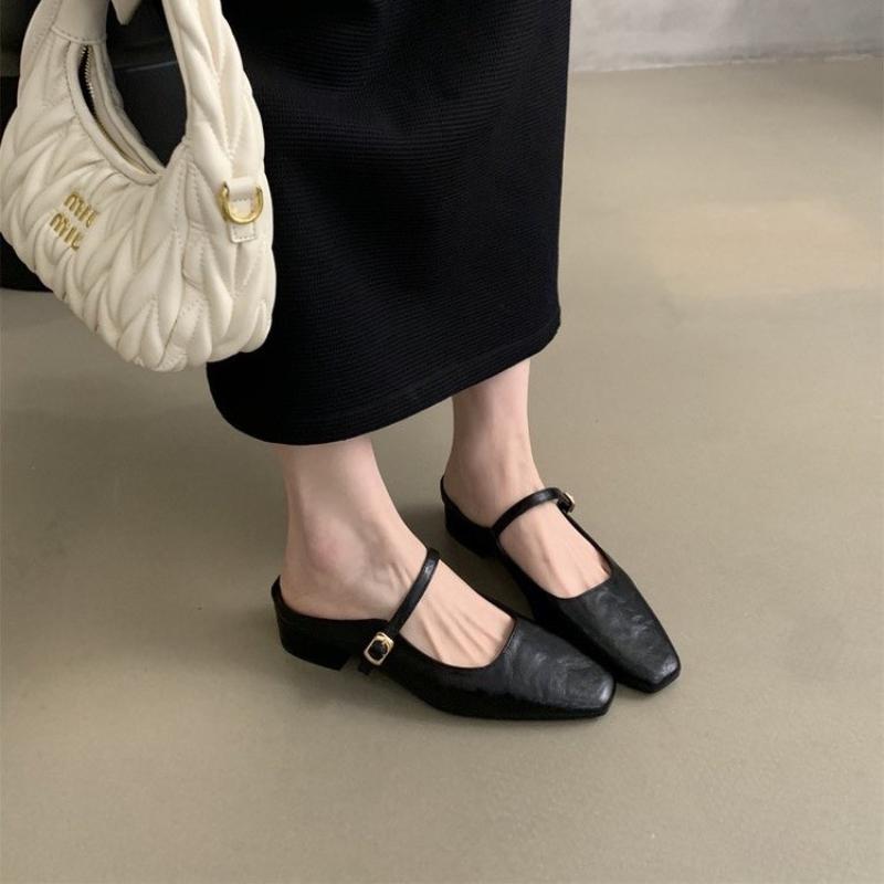 New Designer Vintage Women Slippers Cover Toe Slip On Muels Shoes Ladies Casual Outdoor Low Heel Sandalias