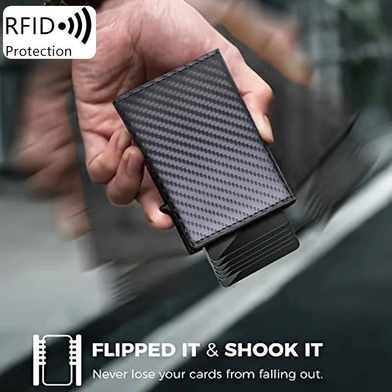 RFID Carbon Fiber Magnetic Wallet Men's Card Holder Slim Wallet Leather Wallet For Apple Air Tag Wallet - The Ideal Gift for Men