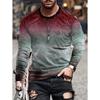 Vintage T-Shirt for Men Irregular Plaid Graphic T Shirts Round Neck Long Sleeve Tee Oversized Man Clothing Top Creative Clothing