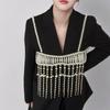 Elegant Pearls Chest Chain with Rhinestones Layered Crystal Body Chain Jewelry for Women Party and Festival Wear