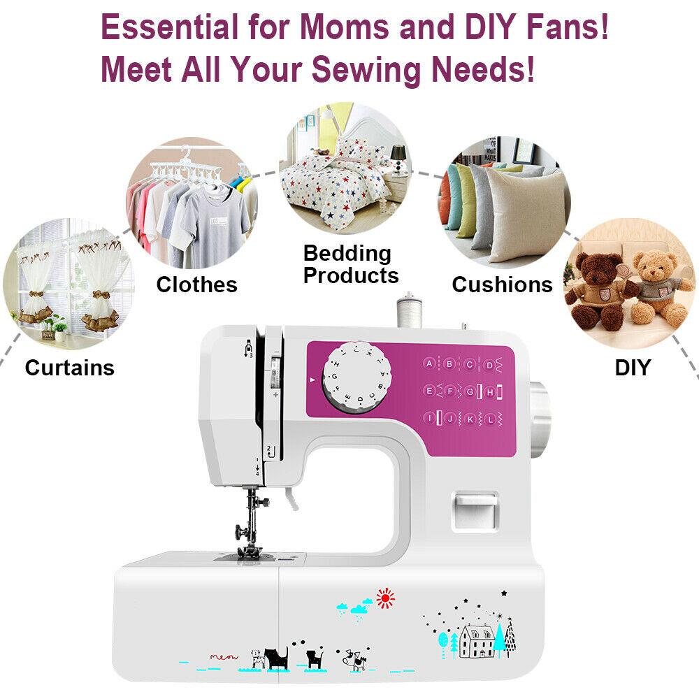 7.2W Mini Electric 12 Stitches Sewing Machine Household Multifunction Double Thread And Speed Free-Arm Crafting Mending W/ LED Light