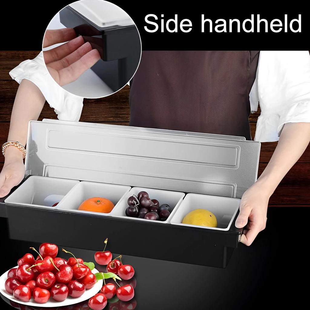 Plastic Seasoning Box with Cover 4/5/6 Compartment Trays Detachable Topping Station Pizza Ingredient Condiment Dispenser